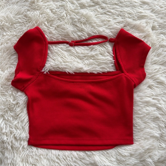 Rusttydustty Red Ribbed Women's Top - Picture 3 of 3